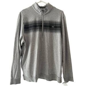 Travis Mathew Mens Gray Cloud Quarter Zip Pullover Sweater Size L Comfort Golf